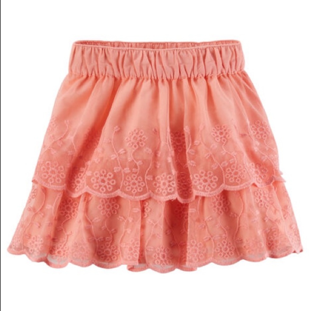 Peach Layered Lace Skirt